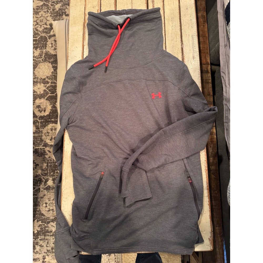 Under Armour Storm Funnel Neck Hoodie Gray Pink Loose Fit Sweatshirt Large